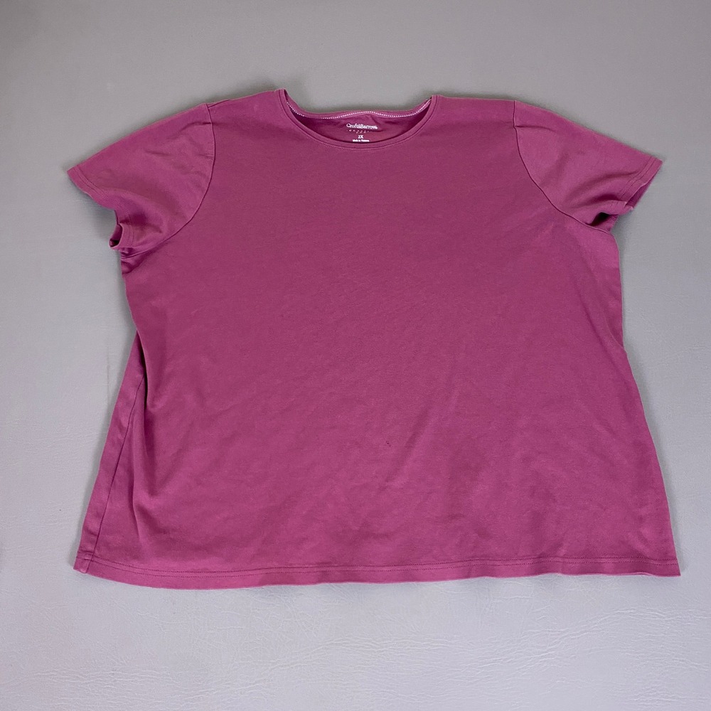 Croft & Barrow Classic Tee T-Shirt Women's 2X Magenta Purple Short Sleeve *Flaw*
